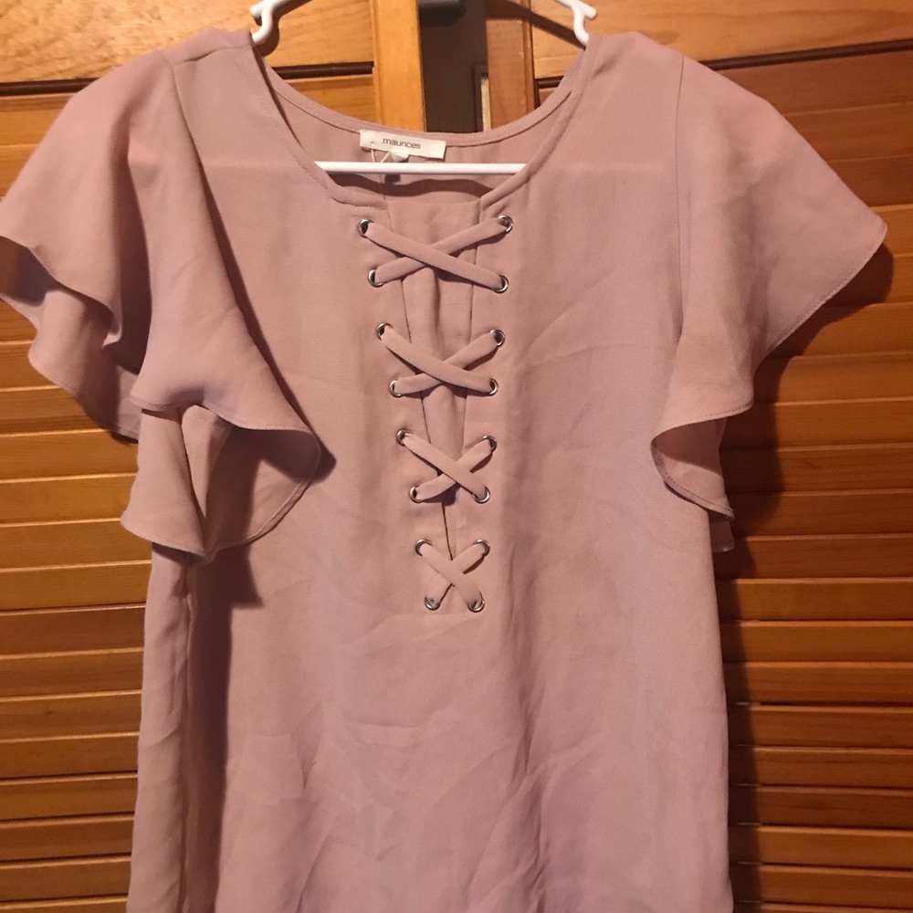 Women’s silky lace up blouse